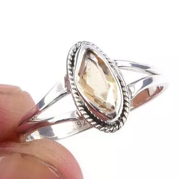 Natural Citrine Gemstone Handmade 925 Solid Sterling Silver Ring Size 10 B6y48