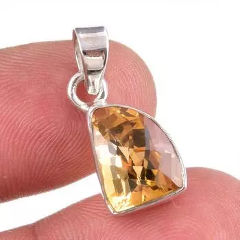 Natural Citrine Gemstone Handmade 925 Solid Sterling Silver Gift Pendant 1 G3I49