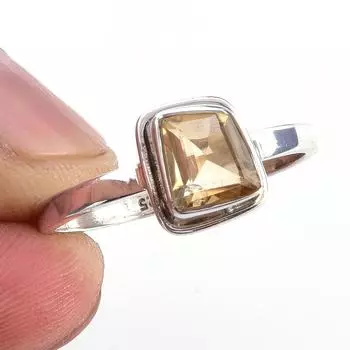 Natural Citrine Gemstone Handmade 925 Solid Sterling Silver Ring Size 10 d6r84