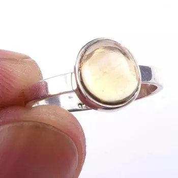 Natural Citrine Gemstone Handmade 925 Solid Sterling Silver Ring Size 6 F4m06