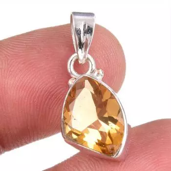 Natural Citrine Gemstone Handmade 925 Solid Sterling Silver Gift Pendant 1 c0l95