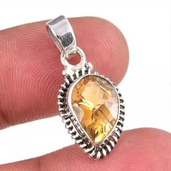 Natural Citrine Gemstone Handmade 925 Solid Sterling Silver Gift Pendant 1 Q9E76