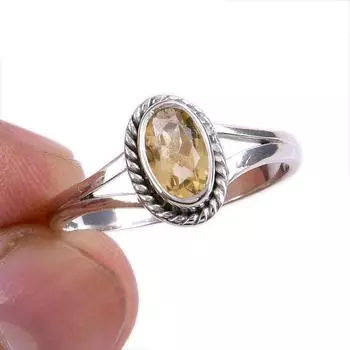 Natural Citrine Gemstone Handmade 925 Solid Sterling Silver Gift Ring S.10 H3P23