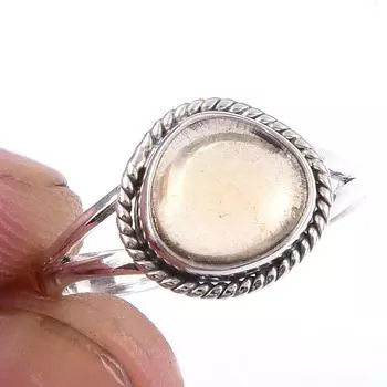 Natural Citrine Gemstone Handmade 925 Solid Sterling Silver Ring Size 6 t9E32