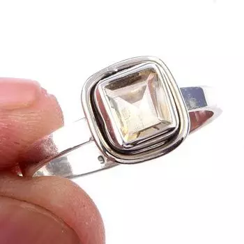 Natural Citrine Gemstone Handmade 925 Solid Sterling Silver Ring Size 8.5 A1z80