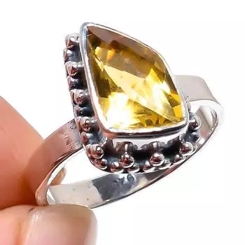 Natural Citrine Gemstone Handmade 925 Solid Sterling Silver Gift Ring S.6 I1A63