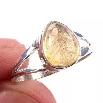 Natural Citrine Gemstone Handmade 925 Solid Sterling Silver Ring Size 6 p8D67
