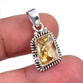 Natural Citrine Gemstone Handmade 925 Solid Sterling Silver Gift Pendant 1 k1f70