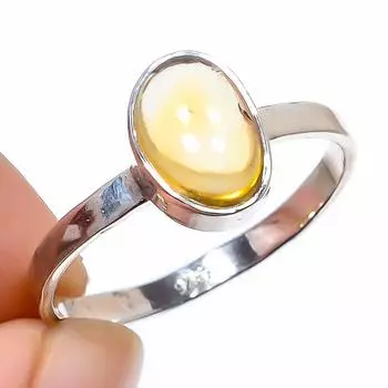 Natural Citrine Gemstone Handmade 925 Solid Sterling Silver Gift Ring S.10 J1G27