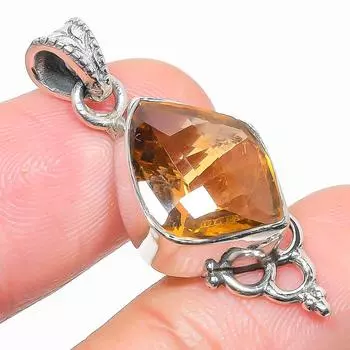 Natural Citrine Gemstone Handmade 925 Solid Sterling Silver Pendant 1.50 y1o03