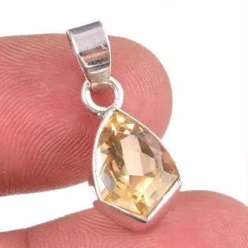 Natural Citrine Gemstone Handmade 925 Solid Sterling Silver Gift Pendant 1 G1U65