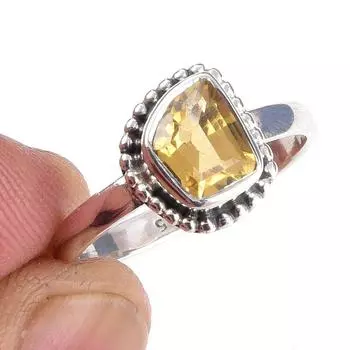 Natural Citrine Gemstone Handmade 925 Solid Sterling Silver Ring Size 7 c3k31