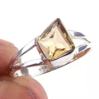 Natural Citrine Gemstone Handmade 925 Solid Sterling Silver Ring Size 7 U5J68