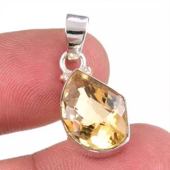Natural Citrine Gemstone Handmade 925 Solid Sterling Silver Gift Pendant 1 u4b06