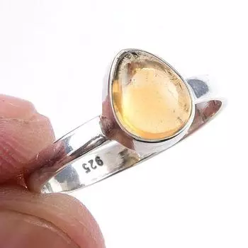Natural Citrine Gemstone Handmade 925 Solid Sterling Silver Ring Size 7 M5P27