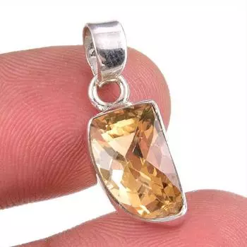Natural Citrine Gemstone Handmade 925 Solid Sterling Silver Gift Pendant 1 b5g44