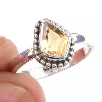 Natural Citrine Gemstone Handmade 925 Solid Sterling Silver Ring Size 6 s5n79
