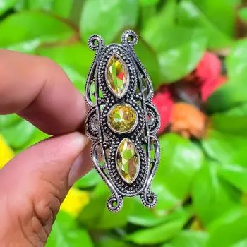 Natural Citrine Gemstone Handmade 925 Sterling Silver Gift Ring Size 11 C4e52