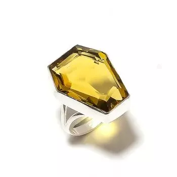 Natural Citrine Gemstone Handmade 925 Sterling Silver Gift Ring Size 7 a3p37