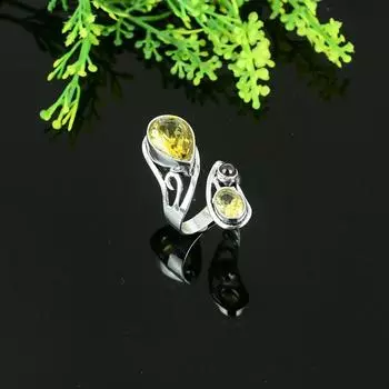 Natural Citrine Gemstone Handmade 925 Sterling Silver Gift Ring Size 9 B4R38