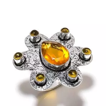 Natural Citrine Gemstone Handmade 925 Sterling Silver Gift Ring Size 6 V0J53