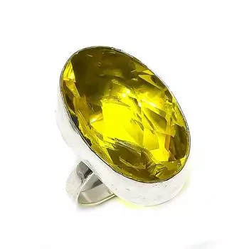 Кольцо из серебра 925 пробы с натуральным цитрином, размер 7,5, U8O17