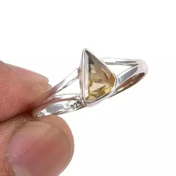 Natural Citrine Gemstone Handmade 925 Sterling Silver Jewelry Ring Size 10 t4s16