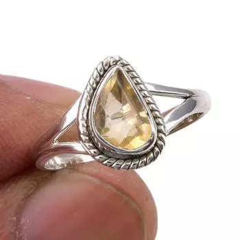 Natural Citrine Gemstone Handmade 925 Sterling Silver Jewelry Ring Size 6 k7B37