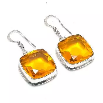 Natural Citrine Gemstone Handmade 925 Sterling Silver Jewelry Earring 1.54 E7d50