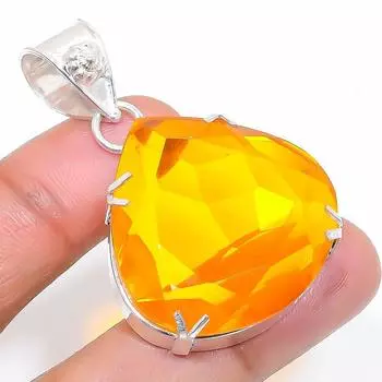Natural Citrine Gemstone Handmade 925 Sterling Silver Jewelry Pendant 1.89 i4W71