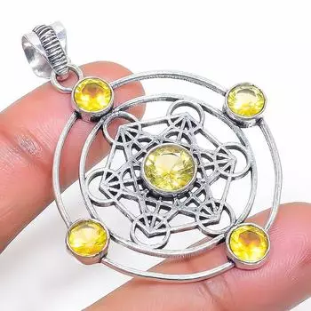 Natural Citrine Gemstone Handmade 925 Sterling Silver Jewelry Pendant 2.17 D2o52