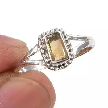 Natural Citrine Gemstone Handmade 925 Sterling Silver Jewelry Ring Size 7 c9s47