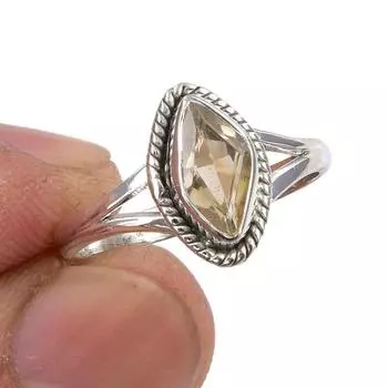 Natural Citrine Gemstone Handmade 925 Sterling Silver Jewelry Ring Size 6.5 r0e15