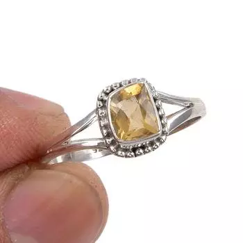 Natural Citrine Gemstone Handmade 925 Sterling Silver Jewelry Ring Size 9 D2s95