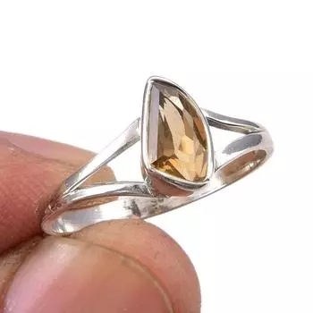 Natural Citrine Gemstone Handmade 925 Sterling Silver Jewelry Ring Size 9.5 a2L64