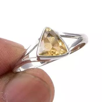 Natural Citrine Gemstone Handmade 925 Sterling Silver Jewelry Ring Size 8.5 i8y69