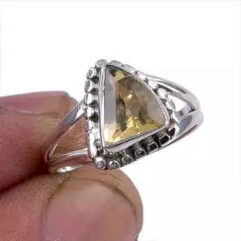 Natural Citrine Gemstone Handmade 925 Sterling Silver Jewelry Ring Size 5.5 W8V20
