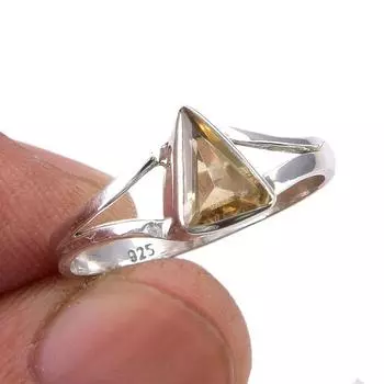 Natural Citrine Gemstone Handmade 925 Sterling Silver Jewelry Ring Size 8 O0p63