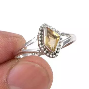 Natural Citrine Gemstone Handmade 925 Sterling Silver Jewelry Ring Size 8 a3O08