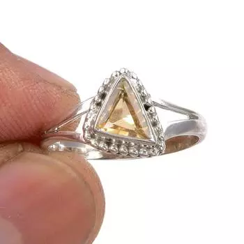 Natural Citrine Gemstone Handmade 925 Sterling Silver Jewelry Ring Size 6 z8g73