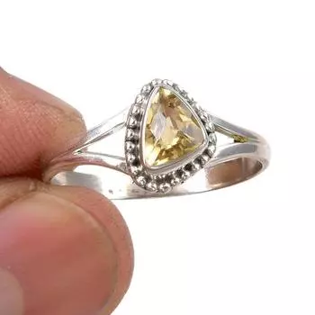 Natural Citrine Gemstone Handmade 925 Sterling Silver Jewelry Ring Size 9 N4h91