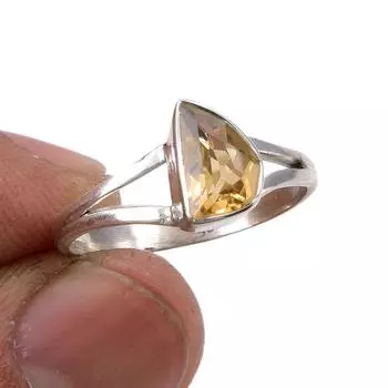 Natural Citrine Gemstone Handmade 925 Sterling Silver Jewelry Ring Size 7.5 b9u65