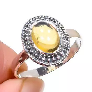 Natural Citrine Gemstone Handmade 925 Sterling Silver Jewelry Ring Size 9.5 j6A16