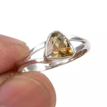 Natural Citrine Gemstone Handmade 925 Sterling Silver Jewelry Ring Size 6 H4B76