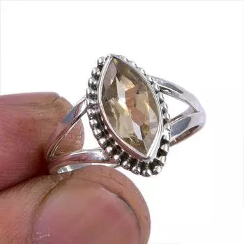 Natural Citrine Gemstone Handmade 925 Sterling Silver Jewelry Ring Size 5.5 r4p99