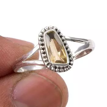 Natural Citrine Gemstone Handmade 925 Sterling Silver Jewelry Ring Size 10 D7K93