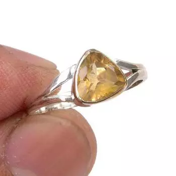 Natural Citrine Gemstone Handmade 925 Sterling Silver Jewelry Ring Size 6 U4Z64