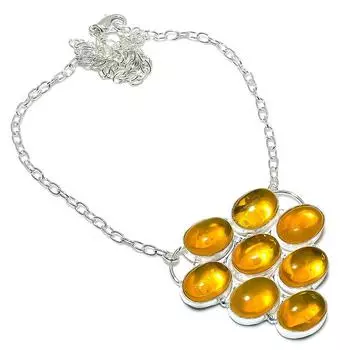 Natural Citrine Gemstone Handmade 925 Sterling Silver Jewelry Necklace 18 Y9p94