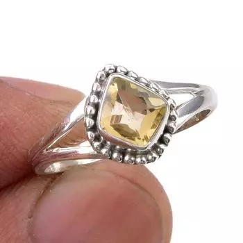 Natural Citrine Gemstone Handmade 925 Sterling Silver Jewelry Ring Size 6 v9y01