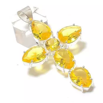 Natural Citrine Gemstone Handmade 925 Sterling Silver Jewelry Pendant 2.44 w1C08